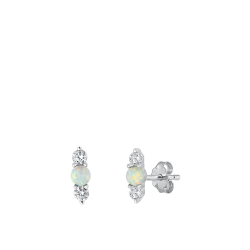 Lhe9451187 Sterling Silver Earring White Lab Opal