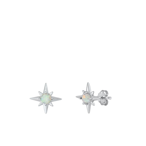 Lhe9451211 Sterling Silver Lab Opal Star Earring