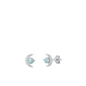 Lhe9451213Sterling Silver Earring Larimar Stone Moon