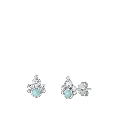 Lhe9451223 Sterling Silver Small Earring Real Larimar Stone