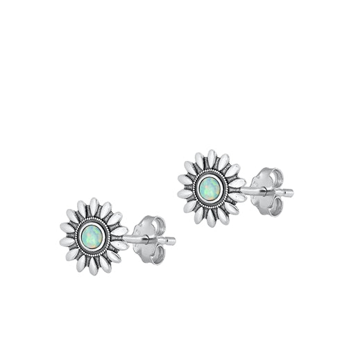 Lhe9451224 Sterling Silver Flower Earring Lab Opal
