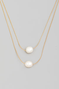 Lhn94677 Fashion Necklace Double Pearl