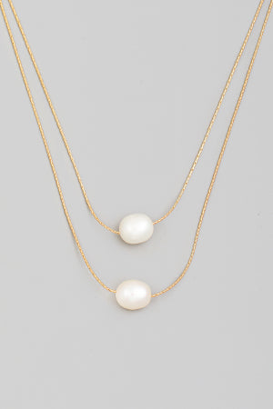 Lhn94677 Fashion Necklace Double Pearl