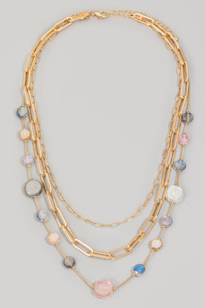 Lhn94829 Fashion Necklace Multi Chain & Crystal