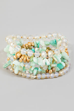 Lhb94893 Fashion Bracelet Multi Beaded Chips 5 Available Colors