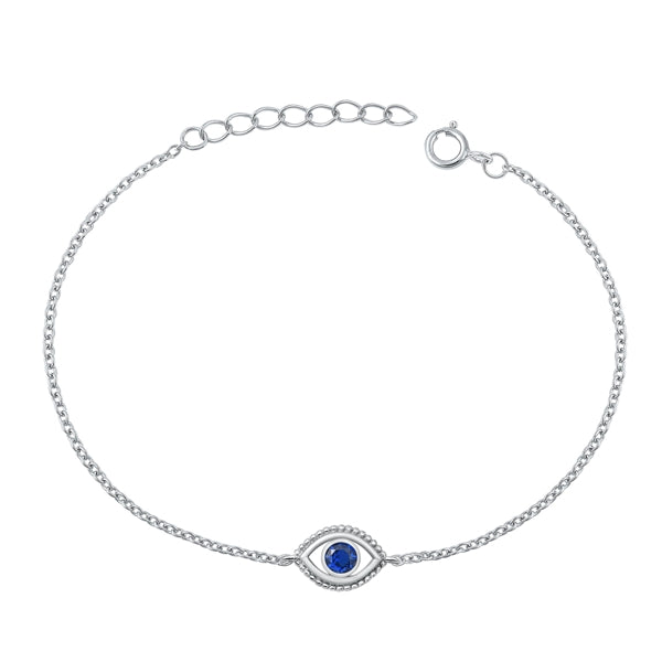 Lhb9510519 Sterling Silver Bracelet Blue Sapphire Cz Eye