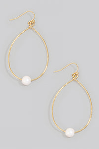 Lhe9517 Fashion Hoop Tear Drop & Pearl  Earring