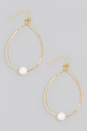 Lhe9517 Fashion Hoop Tear Drop & Pearl  Earring