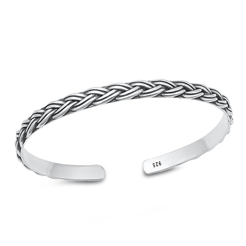 Lhb9560318 Sterling Silver Bali Braided Narrow Bangle Bracelet