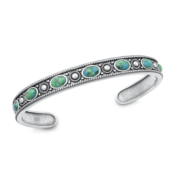 Lhb9560352 Sterling Silver Bangle Real Turquoise