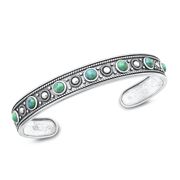 Lhb9560351 Sterling Silver Bangle Real Turquoise Stones