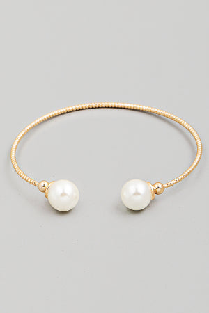Lhb96049 Fashion Bracelet Open Bangle & Pearls **Minimum order 2 pcs