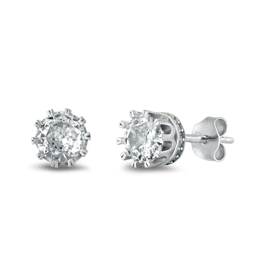 Lhe630049 Sterling Silver Earring Cz Raised Post Crown Assorted Sizes