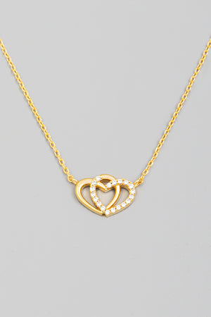 Lhn96701 Fashion Necklace Double Heart Crystal