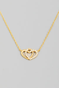 Lhn96701 Fashion Necklace Double Heart Crystal