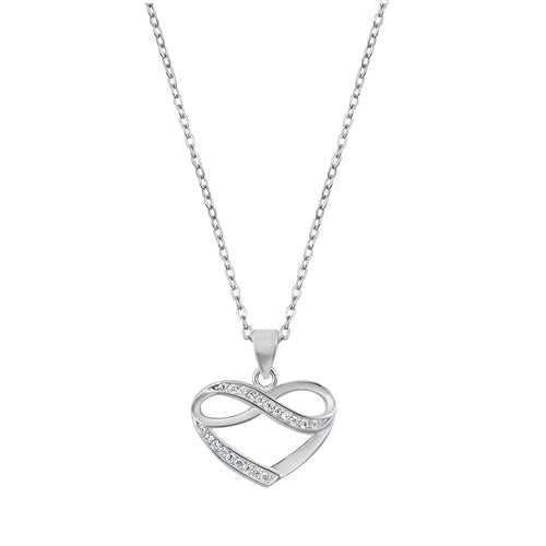 Lhn9710934 Sterling Silver Swirl Heart Necklace cz