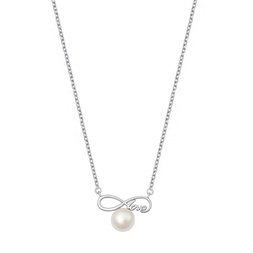 Lhn9711099 Sterling Silver Necklace Infinity with Pearl Love