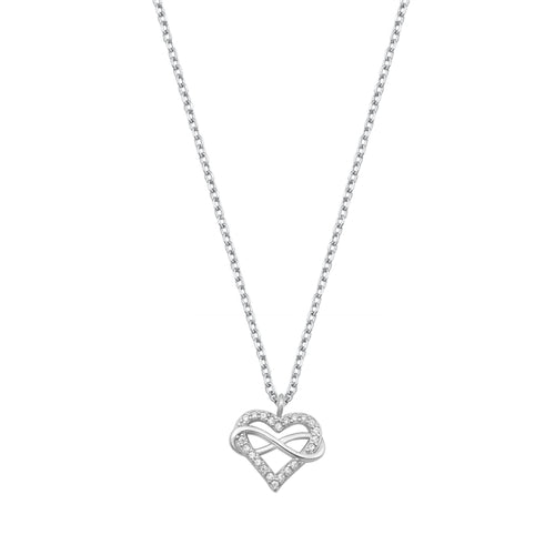 Lhn9711167 Sterling Silver Heart Necklace Cz Stones