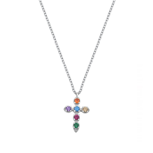 Lhn9711179 Sterling Silver Necklace Cross Multi Color Sold OUt!!!
