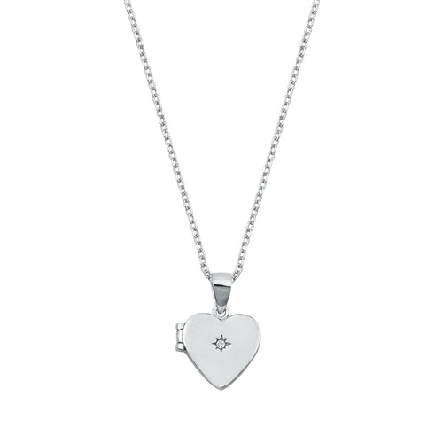 Lhn971184 Sterling Silver Necklace Heart Locket Cz Stone