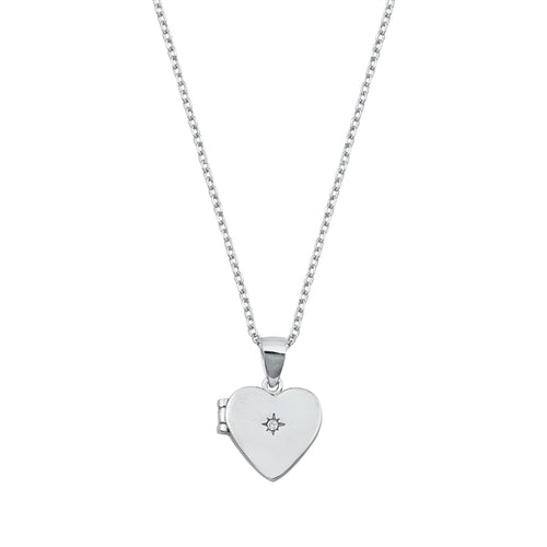 Lhn971184 Sterling Silver Necklace Heart Locket Cz Stone sold out!!!
