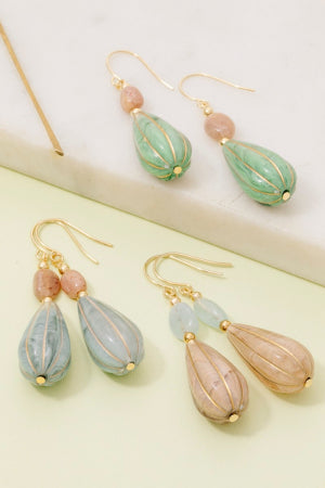 Lhe97329 Fashion Earring Drops 3 Colors Mint Blue & Peach