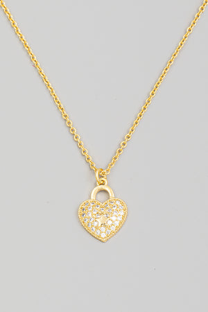 Lhn97340 Fashion Heart Necklace Pave Cz