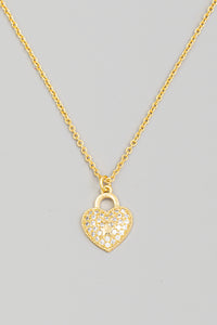 Lhn97340 Fashion Heart Necklace Pave Cz