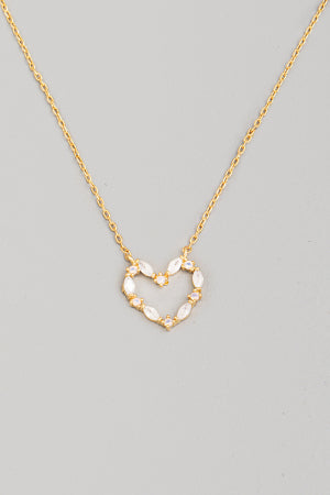 Lhn97634 Fashion Necklace Heart Pearlized