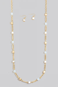 Lhn97748 Fashion Long Necklace cube beads