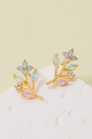 Lhe97829 Fashion Earring Color Flowers Cz & Brass