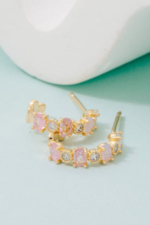Lhe97839 Fashion Hoop Earring Brass & Color CZ