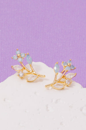 Lhe97859 Fashion Earring Flower Brass & Color Cz