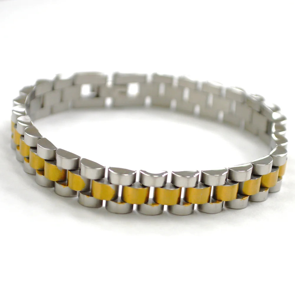 Lhb984-1784-TG 10 Stainless Steel Men's  Bracelet 2 tone** Minimum qty 6 any style