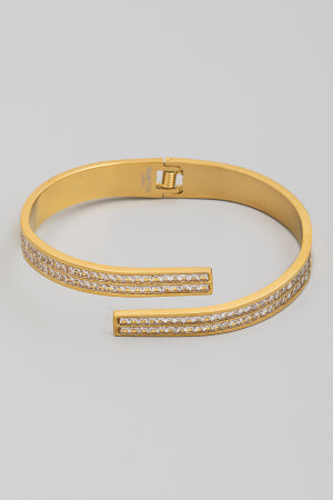 Lhb98645 Stainless Steel Gold Bracelet Bangle Rhinestones