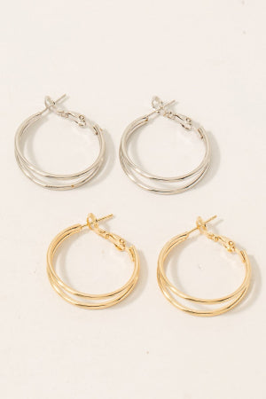 Lhe98794 Fashion Hoop Earring Gold & Silver