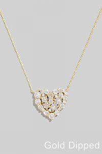 Lhn99600 Fashion Cubic Zirconia Heart Necklace Gold Dipped