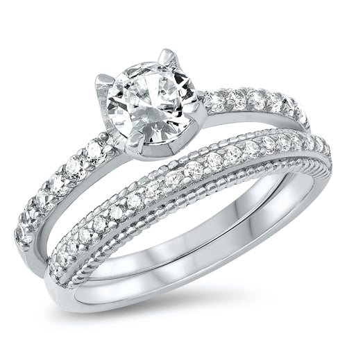 Lhr9107144 Sterling Silver Rings Double Cz Bands