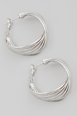Lhe99004 Fashion Hoop Twisted Earring Silver & Gold