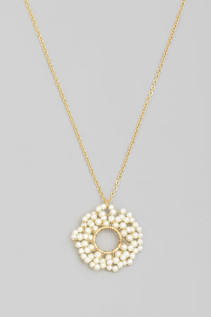 Lhn93960 Fashion Necklace Round Pearl Cluster