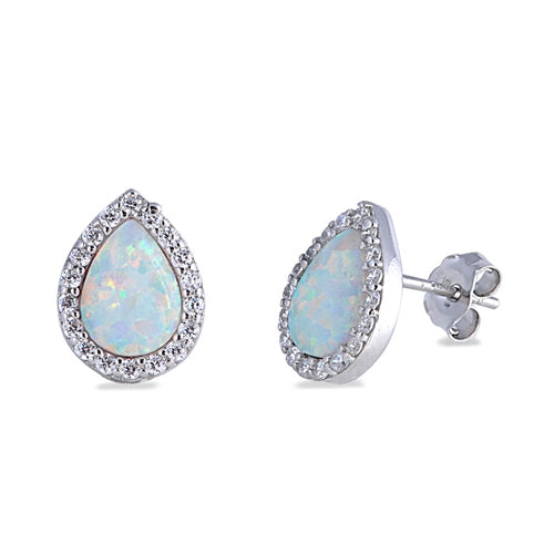 Lhe9450428 Sterling Silver Earring Lab Opal Tear Drop