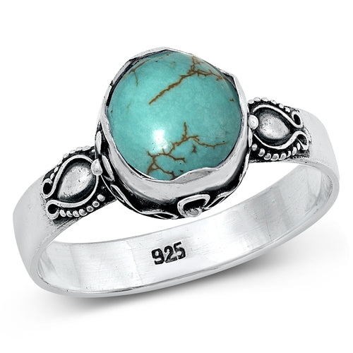 Lhr9131840 Sterling Silver Ring Real Turquoise Stone