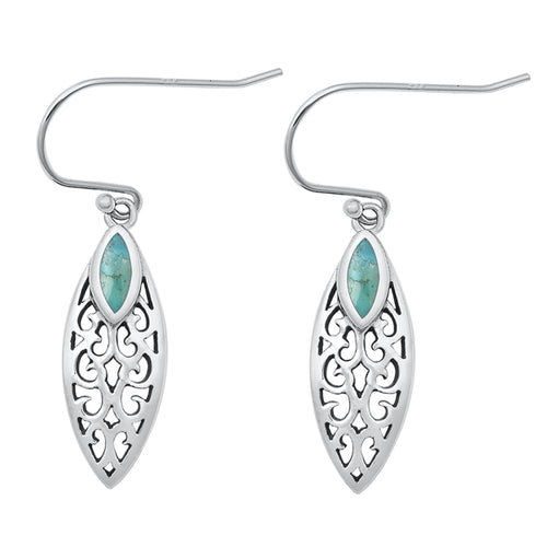 lHE4308579 Sterling Silver Earring Real Turquoise Stone