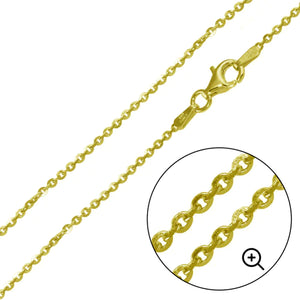 Lhch3989 Sterling Silver Chain Gold Plated Brilliant Cut Assorted Sizes 1.75mm