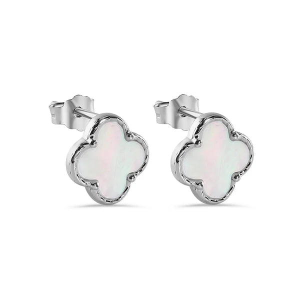 Lhe01378 Sterling Silver White Clover Earring