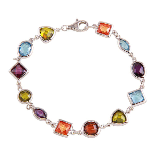 Lhb00307 Sterling Silver Bracelet Multi Color Shapes