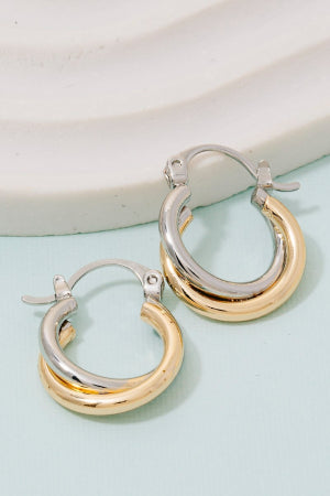 Lhe89109 Fashion Earring Double Hoop Gold Silver