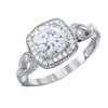 lhr00991 Sterling Silver Square Cz Ring