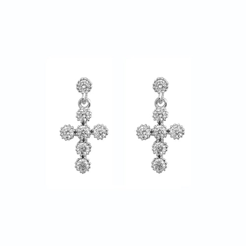 Lhe4112269 Sterling Silver Dangle Cz Cross Earring