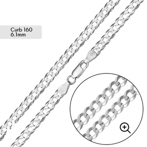 Lhchb61889 Sterling Silver Curb Bracelet  6.1mm 8'' & 8 3/4''